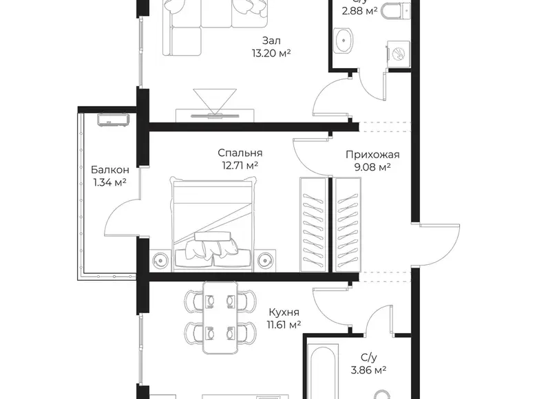Сотилади 2 хонали квартира, 55 м², 14/16 қават — Яшнобод тумани