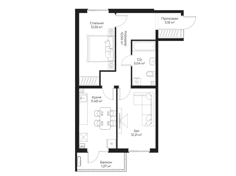 Сотилади 2 хонали квартира, 56 м², 8/16 қават — Яшнобод тумани