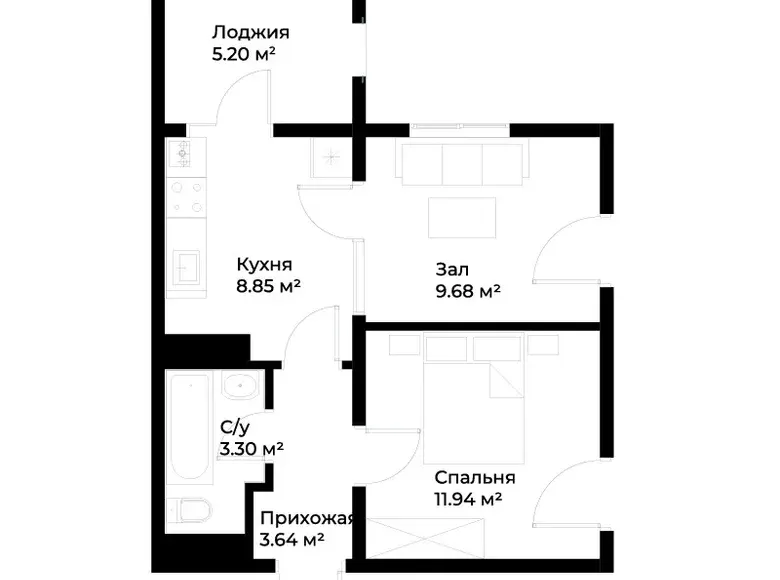 Сотилади 2 хонали квартира, 43 м², 4/16 қават — Мирзо Улуғбек тумани