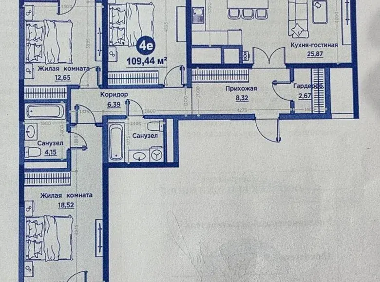 Продаётся 4-комнатная квартира, 107 м², 8/8 этаж — Мирзо-Улугбекский район