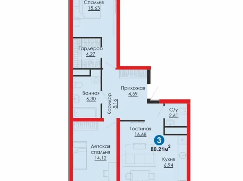 Сотилади 3 хонали квартира, 80 м², 6/16 қават — Мирзо Улуғбек тумани