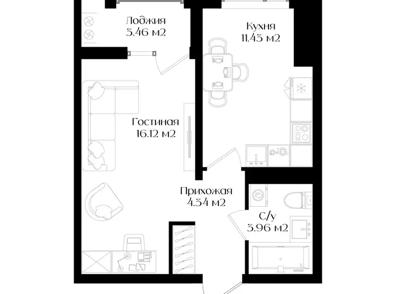Сотилади 1 хонали квартира, 38 м², 4/16 қават — Яшнобод тумани