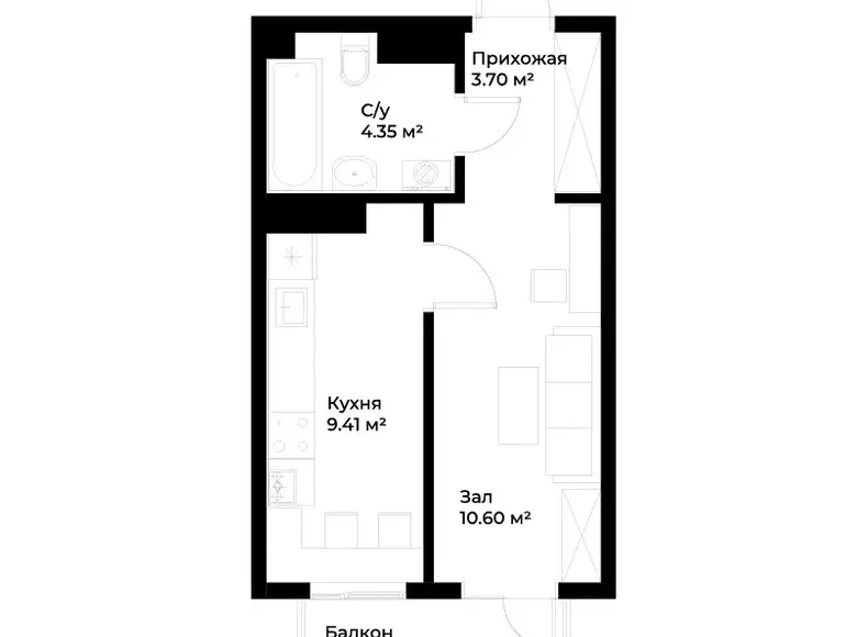Сотилади 1 хонали квартира, 29 м², 15/16 қават — Мирзо Улуғбек тумани