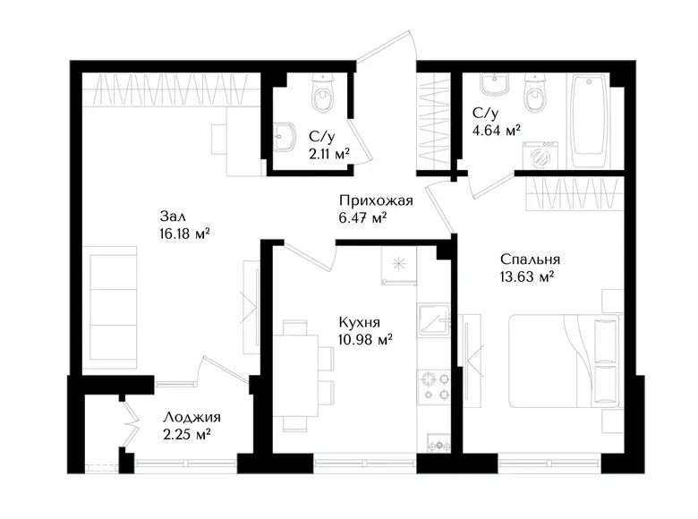 Продаётся 2-комнатная квартира, 55 м², 3/16 этаж — Яшнабадский район