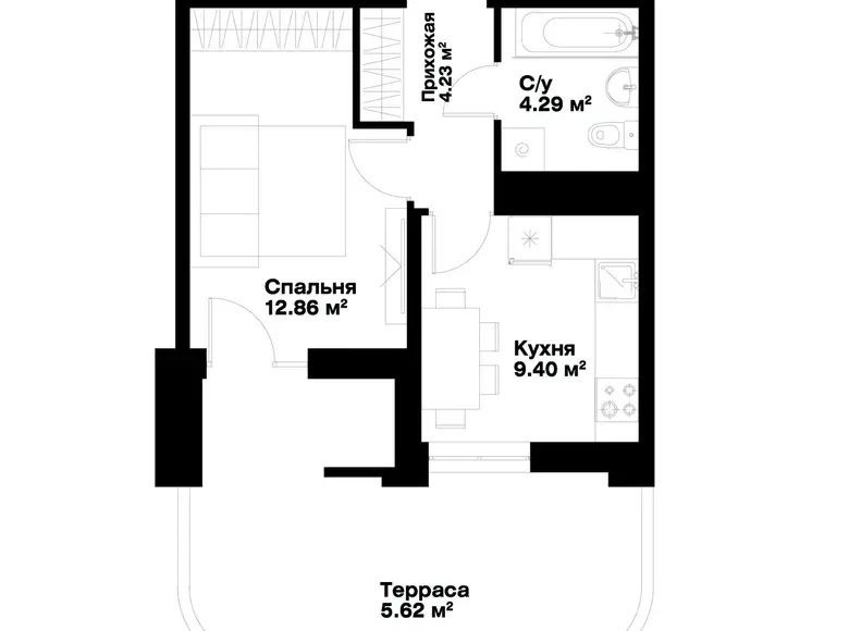Сотилади 1 хонали квартира, 37 м², 2/15 қават — Миробод тумани