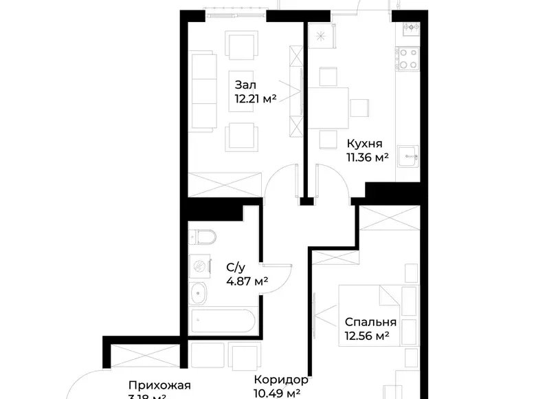 Сотилади 2 хонали квартира, 56 м², 16/16 қават — Яшнобод тумани