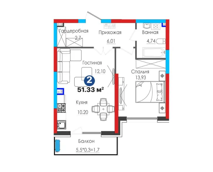 Sotiladi 2 xonali kvartira, 52 m², 2/5 qavat — Mirzo Ulugʻbek tumani