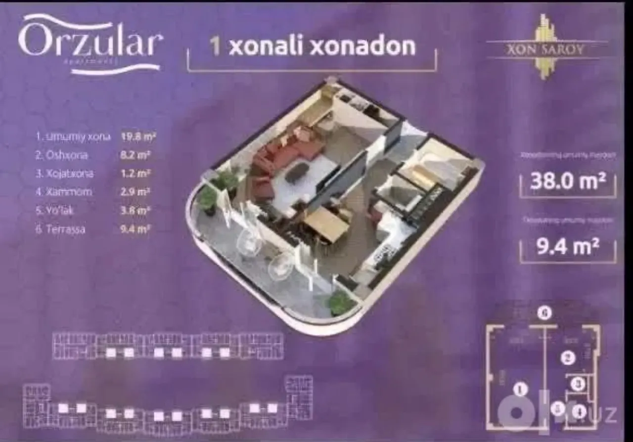 Sotiladi 4 xonali kvartira, 39 m², 15/16 qavat — Yunusobod tumani