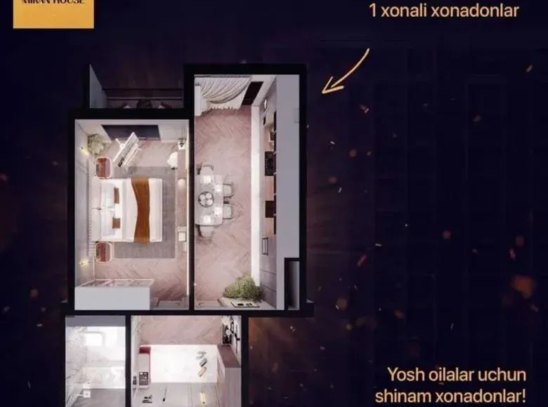 Сотилади 2 хонали квартира, 50 м², 5/12 қават — Юнусобод тумани