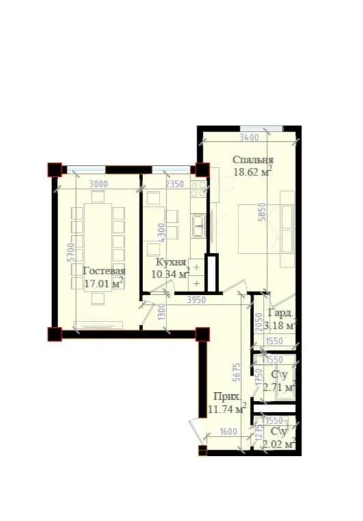Продаётся 3-комнатная квартира, 66 м², 14/16 этаж — Яккасарайский район