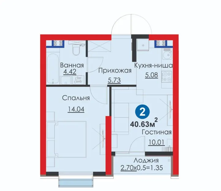 Sotiladi 2 xonali kvartira, 41 m², 6/9 qavat — Yashnobod tumani