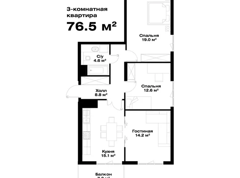 Сотилади 3 хонали квартира, 75 м², 16/16 қават — Мирзо Улуғбек тумани