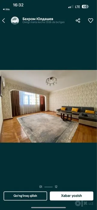 Ижарага берилади 4 хонали квартира, 100 м², 4/4 қават — Юнусобод тумани