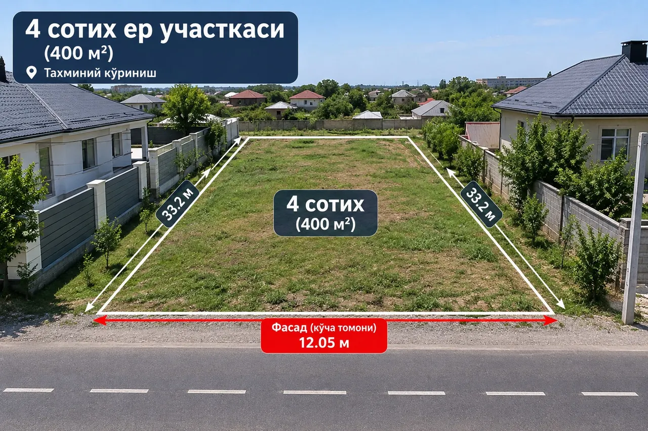 Sotiladi yer uchastkasi, 4 sotix — Toshkent tumani