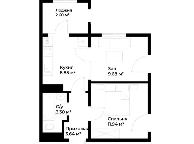 Сотилади 2 хонали квартира, 40 м², 16/16 қават — Мирзо Улуғбек тумани