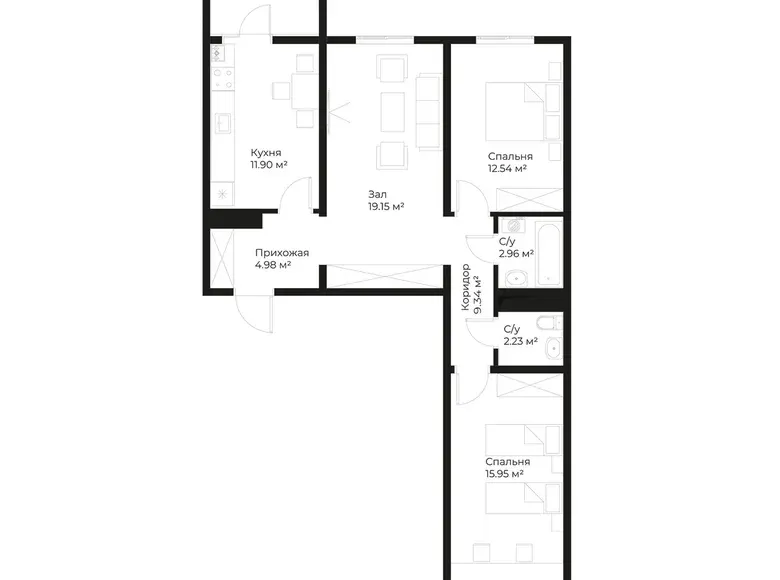 Сотилади 3 хонали квартира, 77 м² — Мирзо Улуғбек тумани