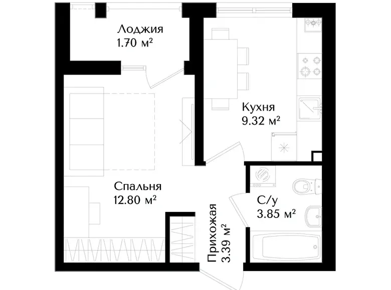 Сотилади 1 хонали квартира, 31 м², 3/16 қават — Яшнобод тумани