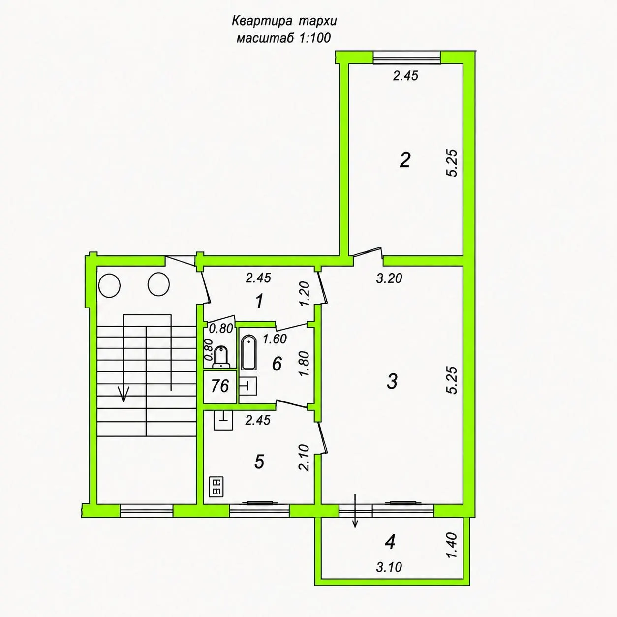 Сотилади 2 хонали квартира, 46 м², 2/4 қават — Яшнобод тумани