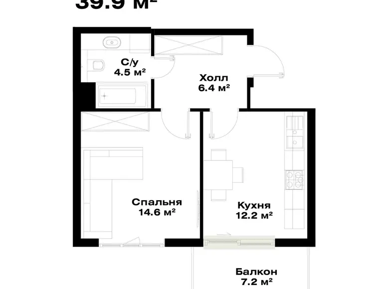 Сотилади 1 хонали квартира, 38 м², 14/16 қават — Мирзо Улуғбек тумани