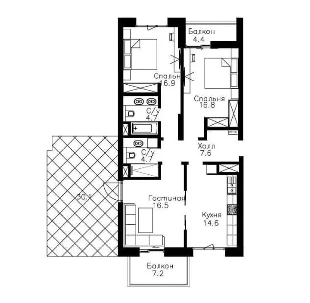 Сотилади 3 хонали квартира, 100 м², 11/13 қават — Мирзо Улуғбек тумани