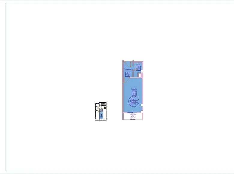 Сотилади 1 хонали квартира, 29 м², 5/5 қават — Тошкент тумани