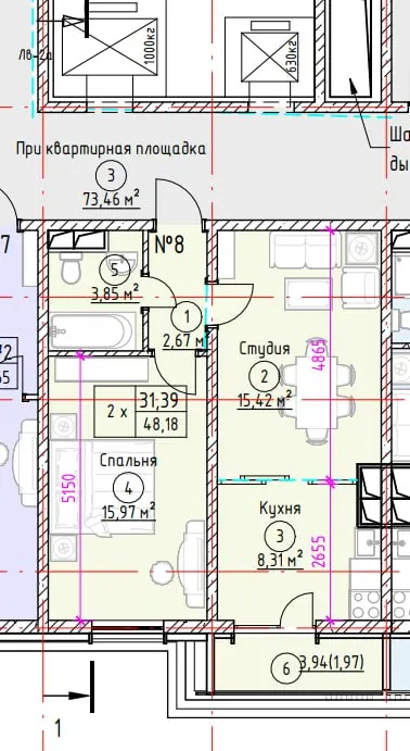 Продаётся 2-комнатная квартира, 48.6 м², 3/16 этаж — Янгихаётский район
