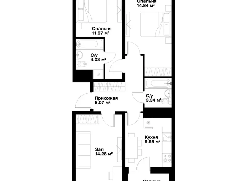 Сотилади 3 хонали квартира, 70 м², 12/15 қават — Миробод тумани