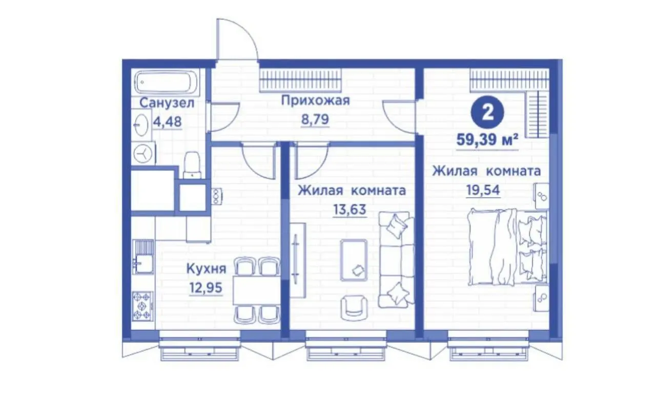 Продаётся 2-комнатная квартира, 62 м², 5/12 этаж — Мирзо-Улугбекский район