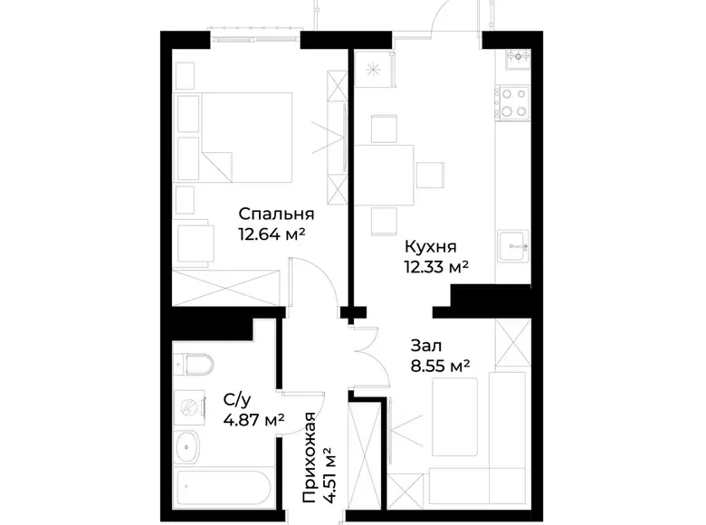 Сотилади 1 хонали квартира, 44 м², 16/16 қават — Яшнобод тумани