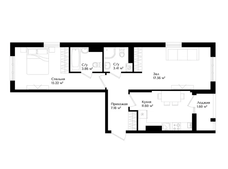 Продаётся 2-комнатная квартира, 59 м², 15/16 этаж — Яшнабадский район