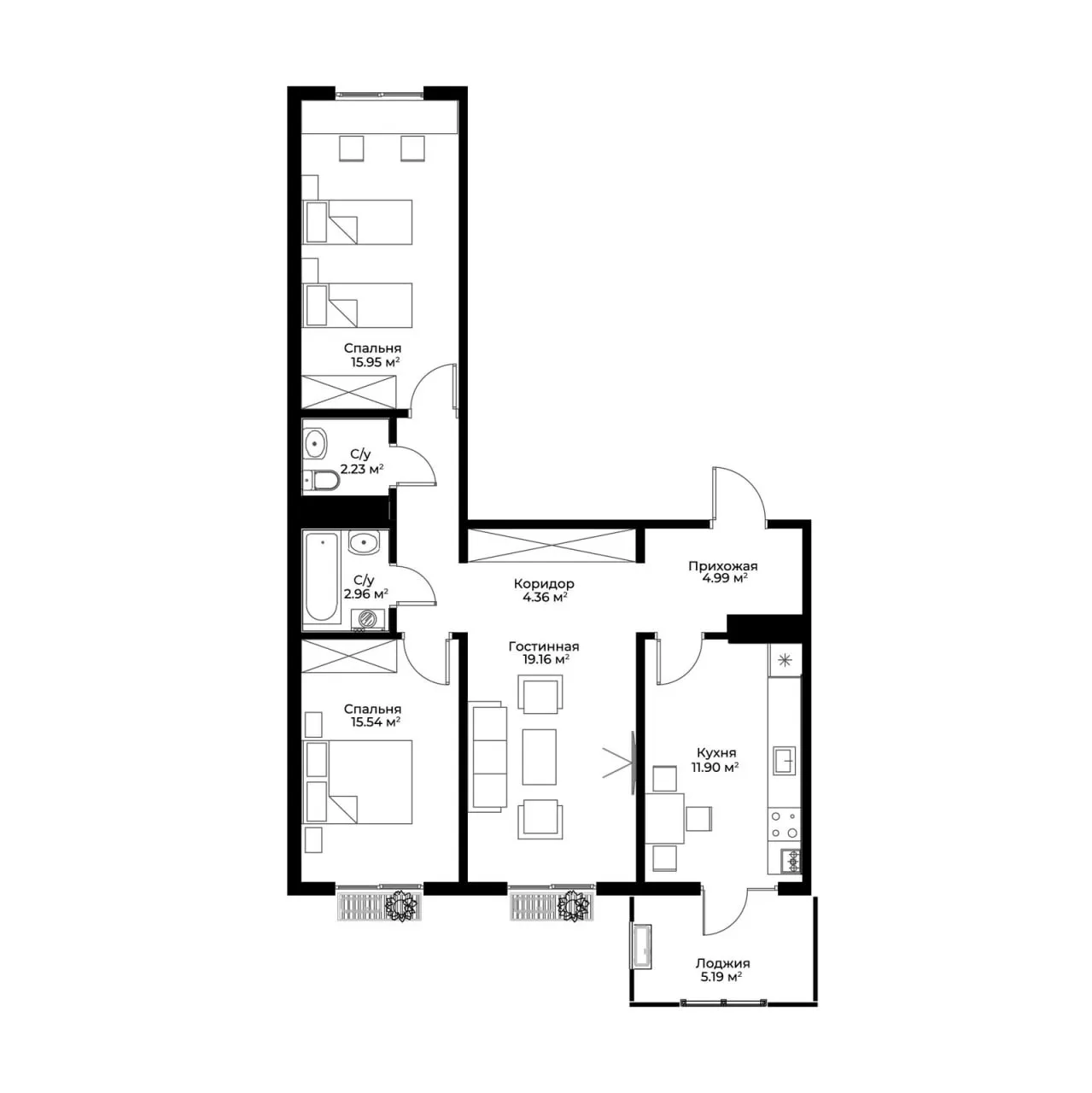 Сотилади 3 хонали квартира, 79 м², 6/12 қават — Олмазор тумани