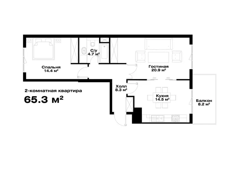 Сотилади 2 хонали квартира, 64 м², 16/16 қават — Мирзо Улуғбек тумани