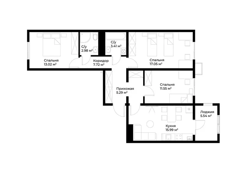 Sotiladi 3 xonali kvartira, 80 m², 15/15 qavat — Olmazor tumani
