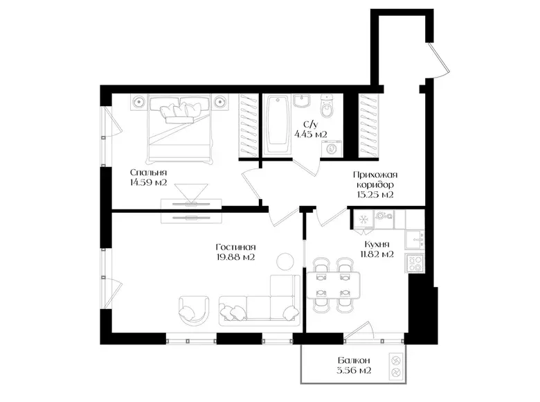 Сотилади 2 хонали квартира, 65 м², 16/16 қават — Яшнобод тумани