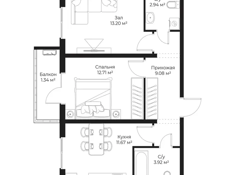 Сотилади 2 хонали квартира, 55 м², 12/16 қават — Яшнобод тумани