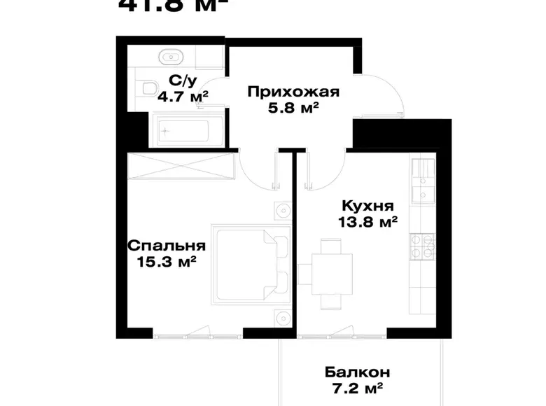 Сотилади 1 хонали квартира, 41 м², 16/16 қават — Мирзо Улуғбек тумани