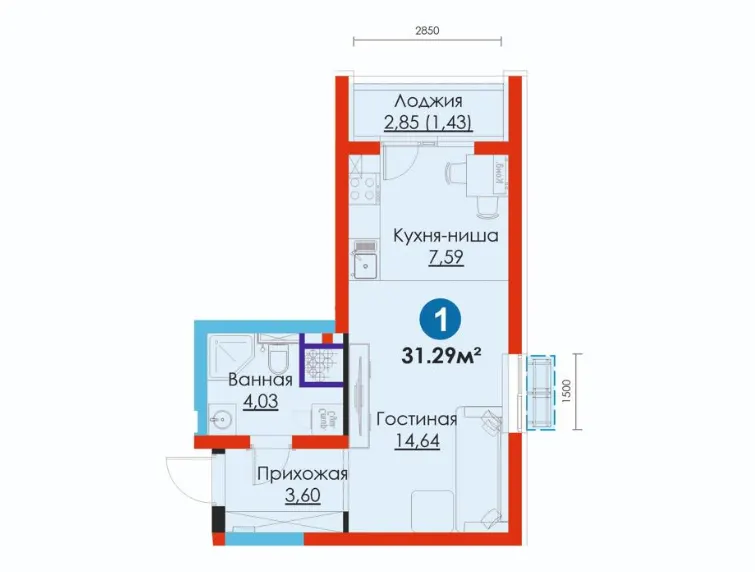 Sotiladi 1 xonali kvartira, 32 m², 6/12 qavat — Yashnobod tumani