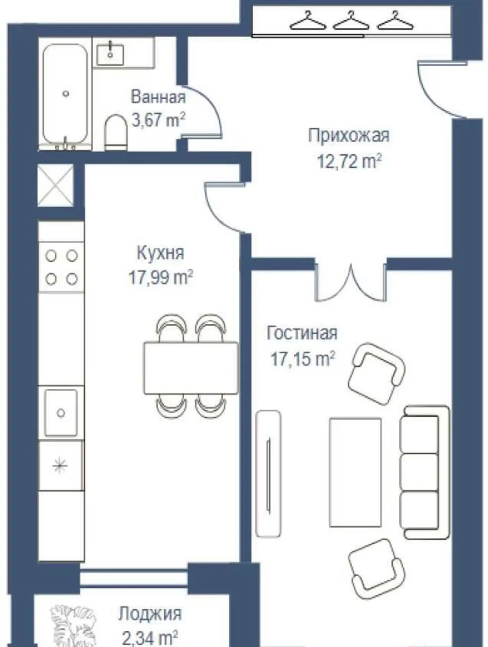 Sotiladi 1 xonali kvartira, 55.9 m², 11/12 qavat — Mirzo Ulugʻbek tumani