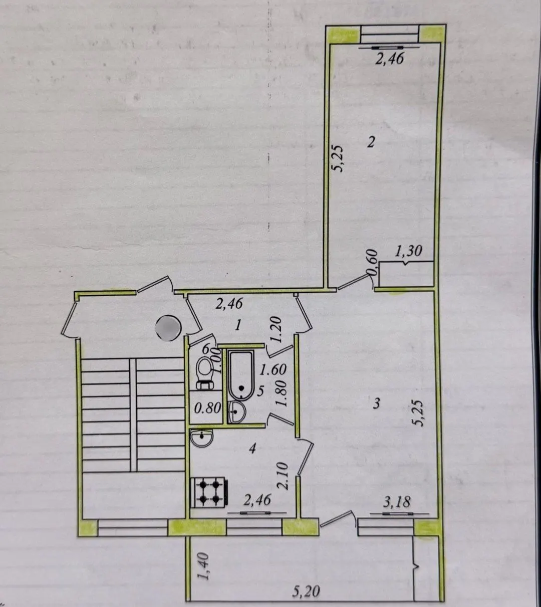 Сотилади 2 хонали квартира, 52 м², 2/4 қават — Чилонзор тумани