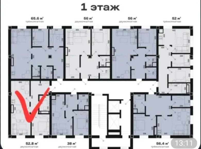 Продаётся 2-комнатная квартира, 53 м², 1/14 этаж — Яккасарайский район