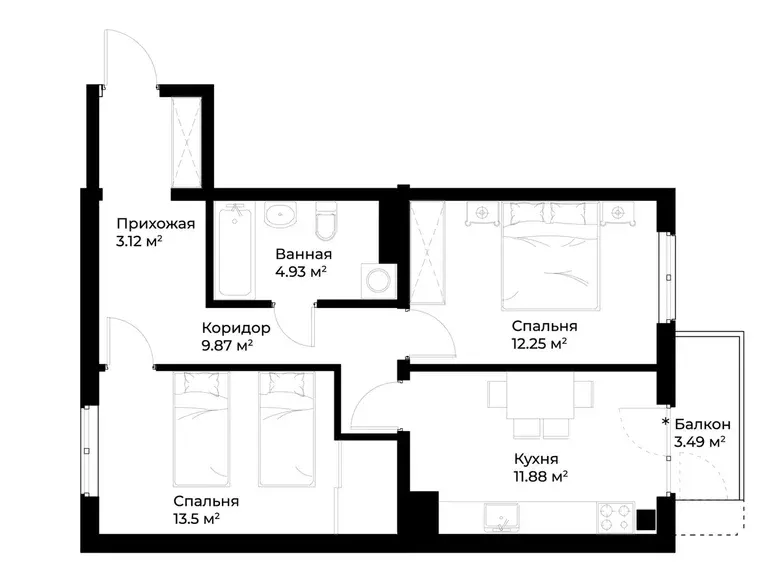 Sotiladi 2 xonali kvartira, 57 m², 7/15 qavat — Mirobod tumani
