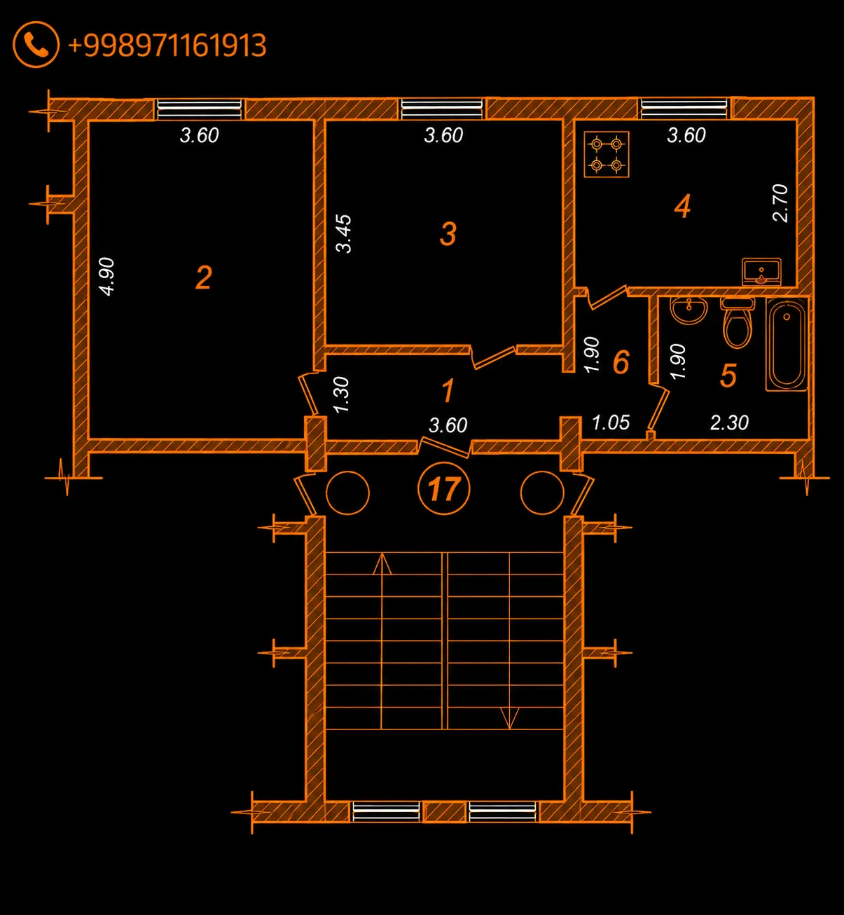 Сотилади 2 хонали квартира, 50 м², 3/3 қават — Миробод тумани