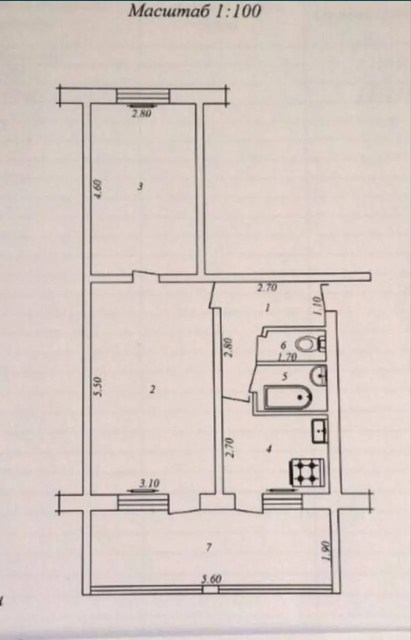 Сотилади 2 хонали квартира, 56 м², 4/4 қават — Мирзо Улуғбек тумани