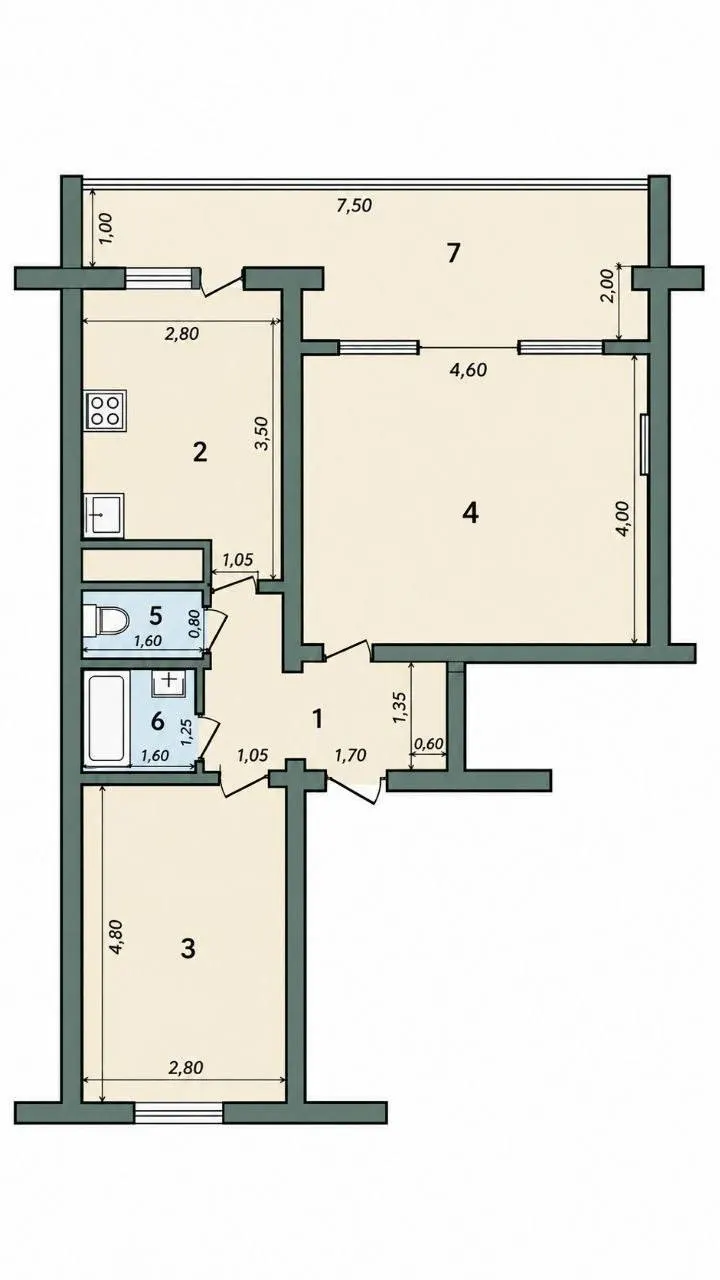 Продаётся 2-комнатная квартира, 62,8 м², 7/9 этаж — Мирзо-Улугбекский район