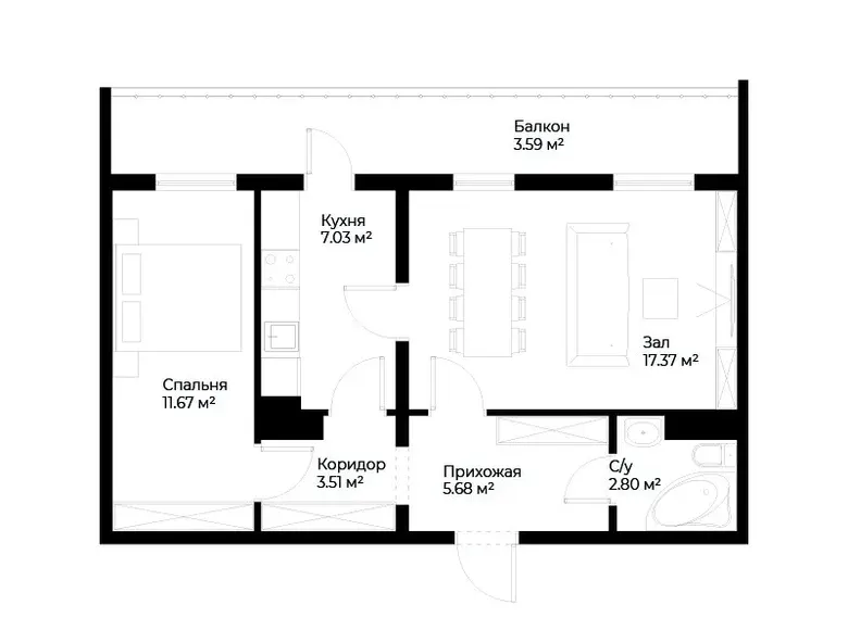 Продаётся 2-комнатная квартира, 52 м², 3/16 этаж — Мирабадский район