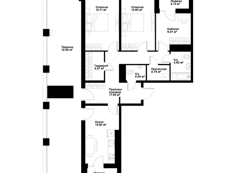 Продаётся 3-комнатная квартира, 99 м², 12/15 этаж — Мирабадский район