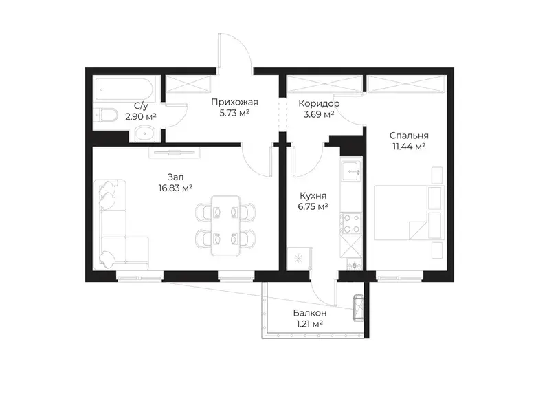 Сотилади 2 хонали квартира, 49 м², 12/16 қават — Яшнобод тумани