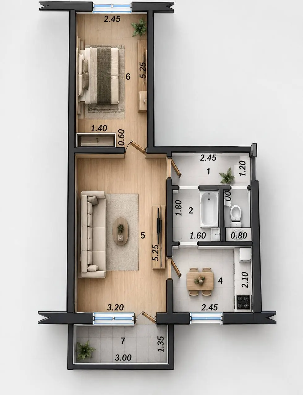 Сотилади 2 хонали квартира, 46 м², 1/5 қават — Мирзо Улуғбек тумани