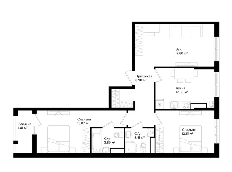 Продаётся 3-комнатная квартира, 75 м², 13/16 этаж — Яшнабадский район