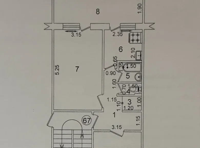 Продаётся 2-комнатная квартира, 58 м², 1/4 этаж — Юнусабадский район